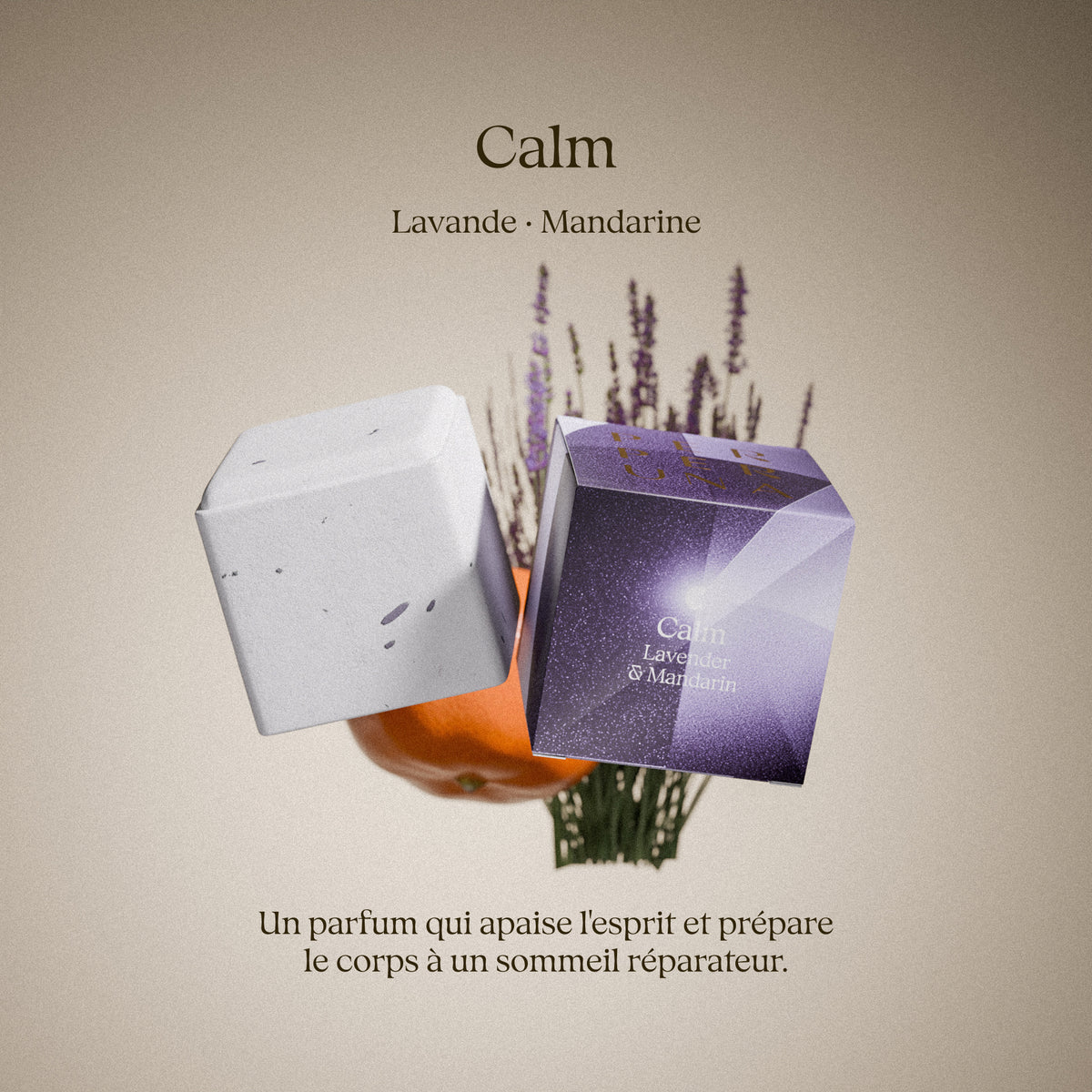 Calm — sprchová aromatická kocka, levanduľa a mandarínka