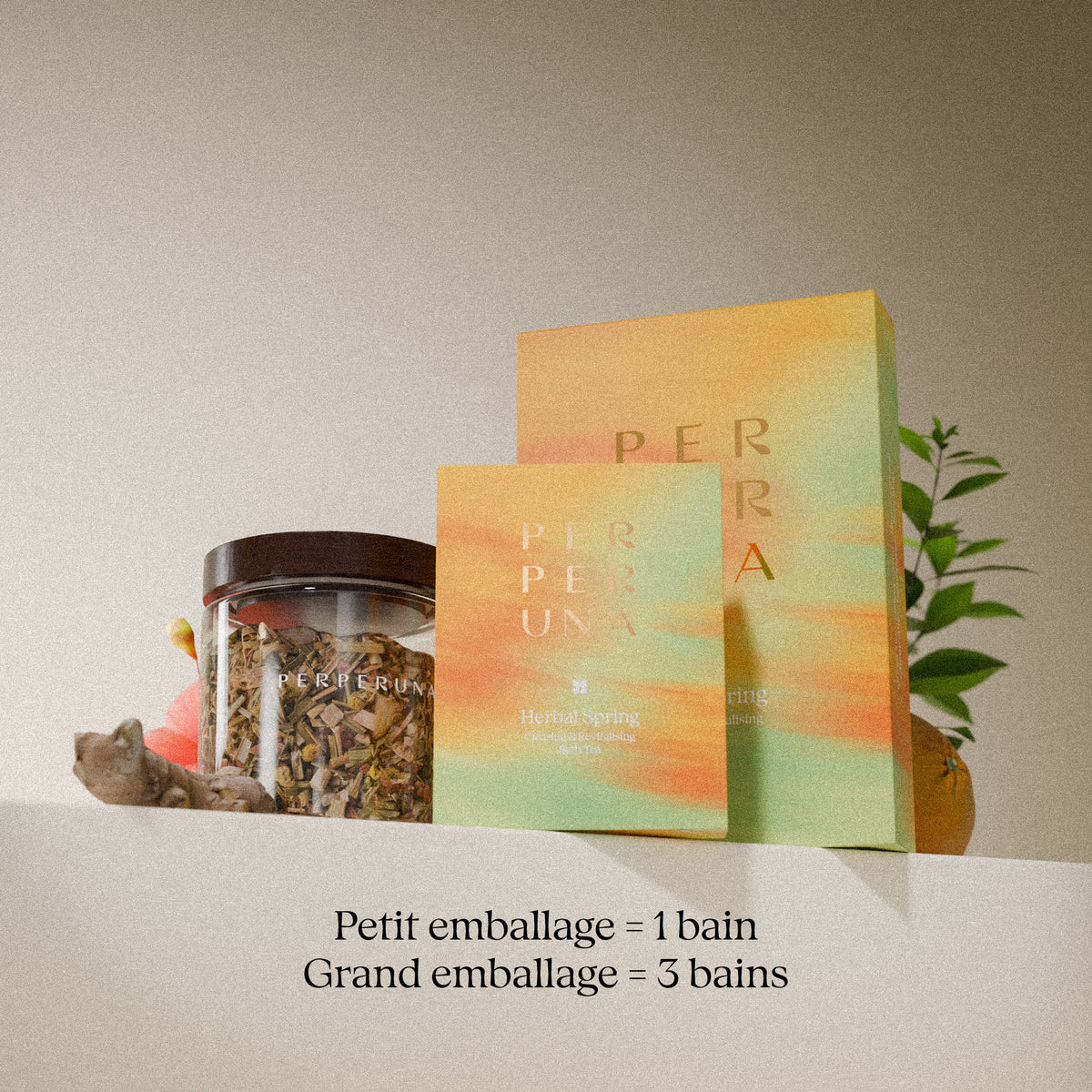 Herbal Spring 50 g – thé de bain: petit emballage = 1 bain, grand emballage = 3 bains