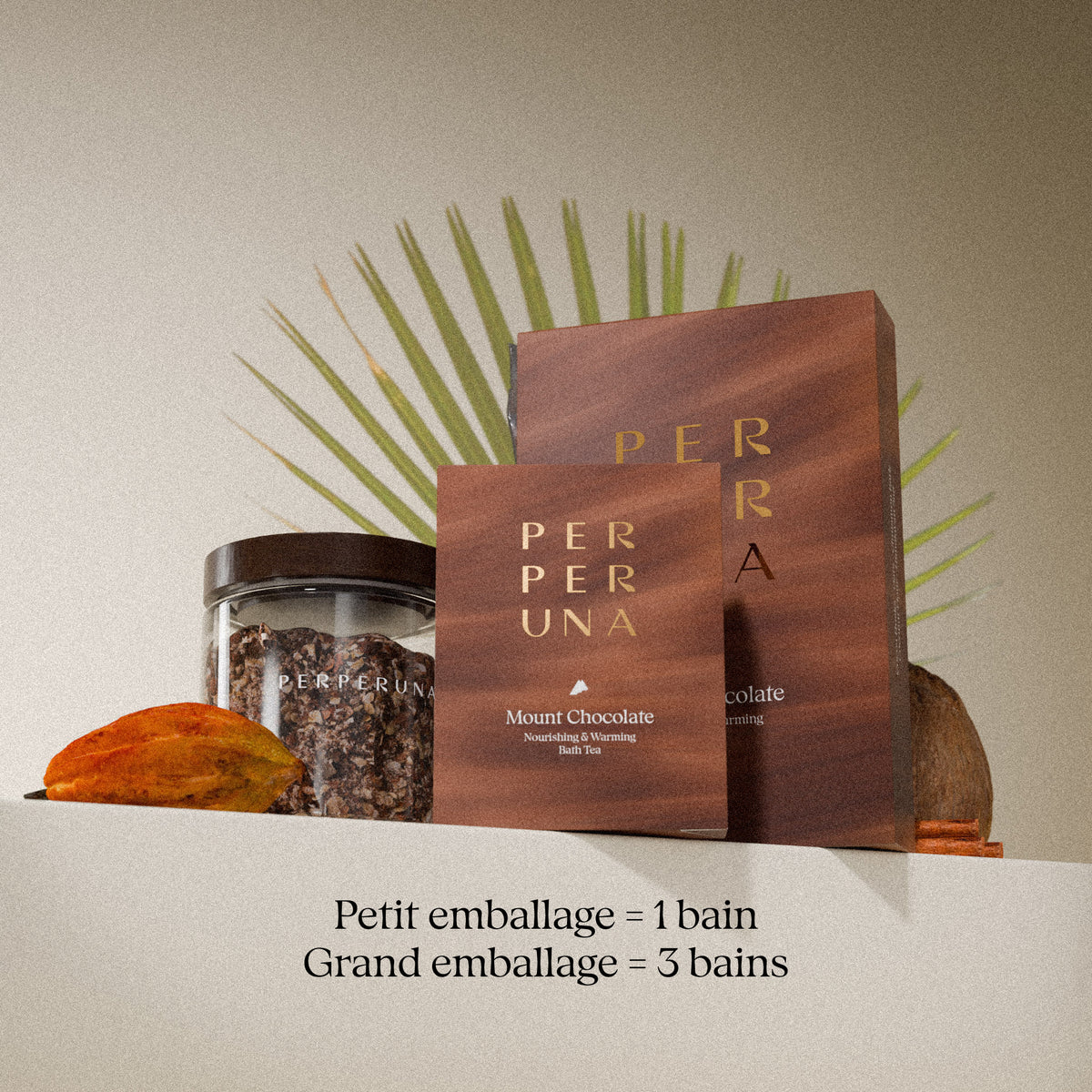 Mount Chocolate 50 g – thé de bain: petit emballage = 1 bain, grand emballage = 3 bains