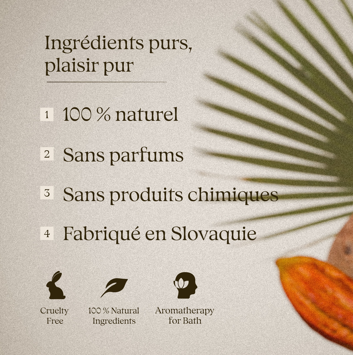 Mount Chocolate 50 g – thé de bain: ingrédients purs, sans parfum, fabriqué en Slovaquie